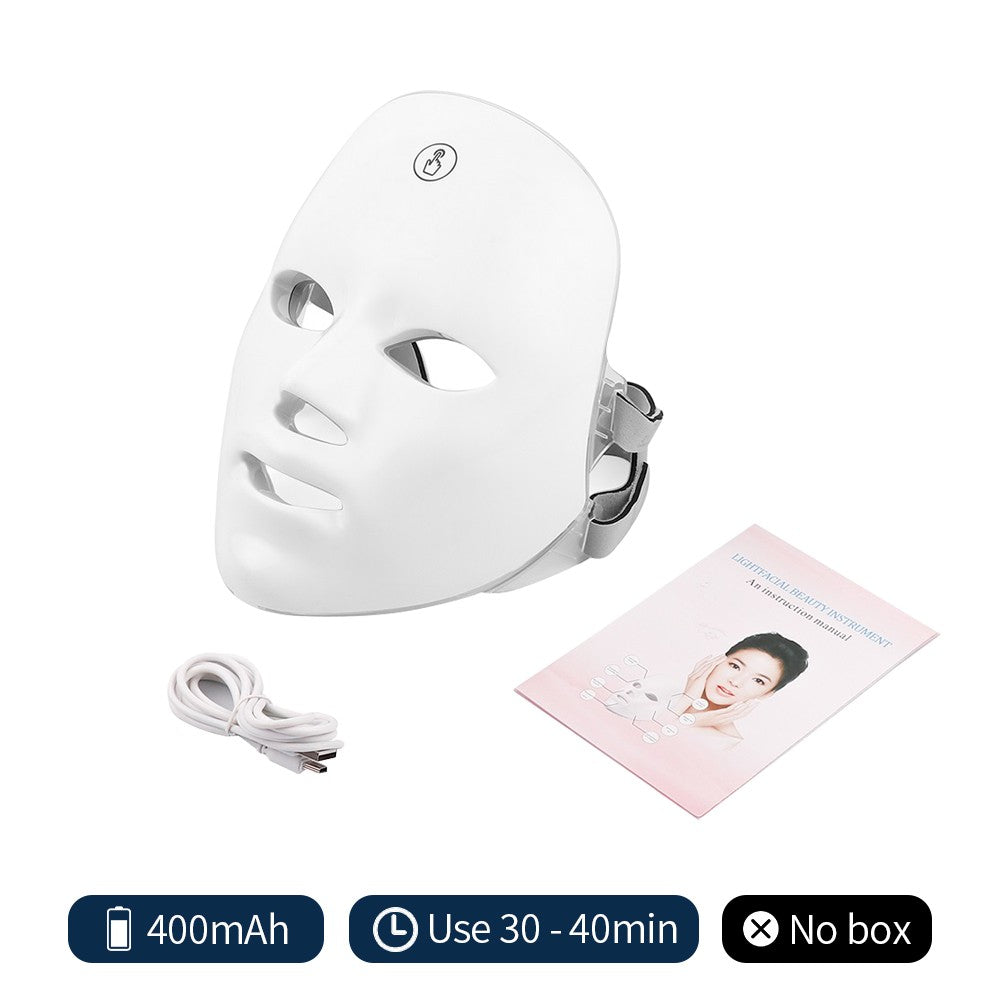 Máscara facial recarregável com led, 7 núcleos, fóton, máscara de beleza, rejuve