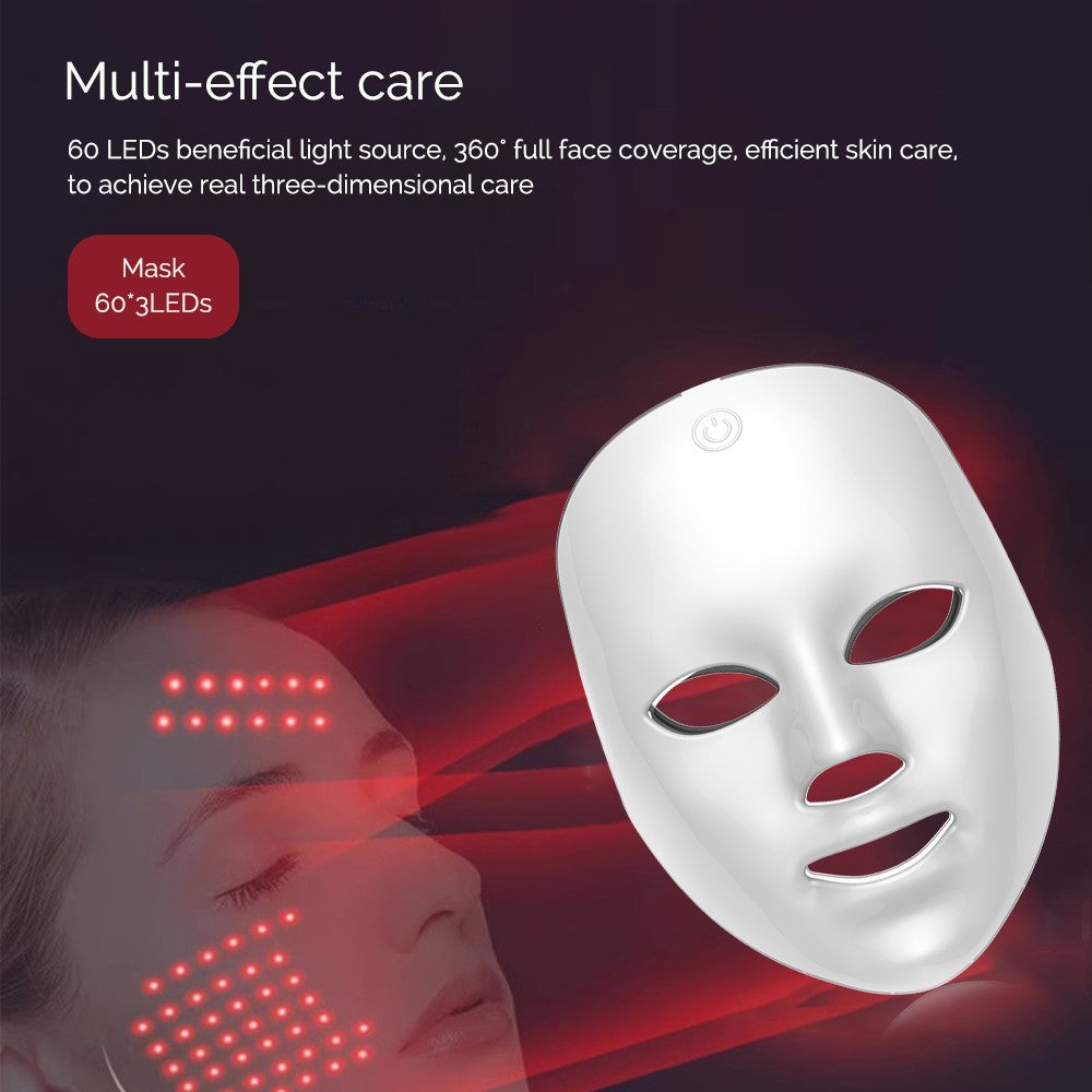 Máscara facial recarregável com led, 7 núcleos, fóton, máscara de beleza, rejuve