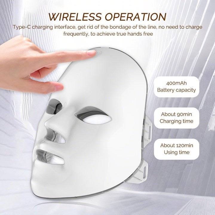 Máscara facial recarregável com led, 7 núcleos, fóton, máscara de beleza, rejuve